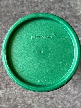 Vintage Modulare mates Tupperware spaghetti keeper. Clear with green lid